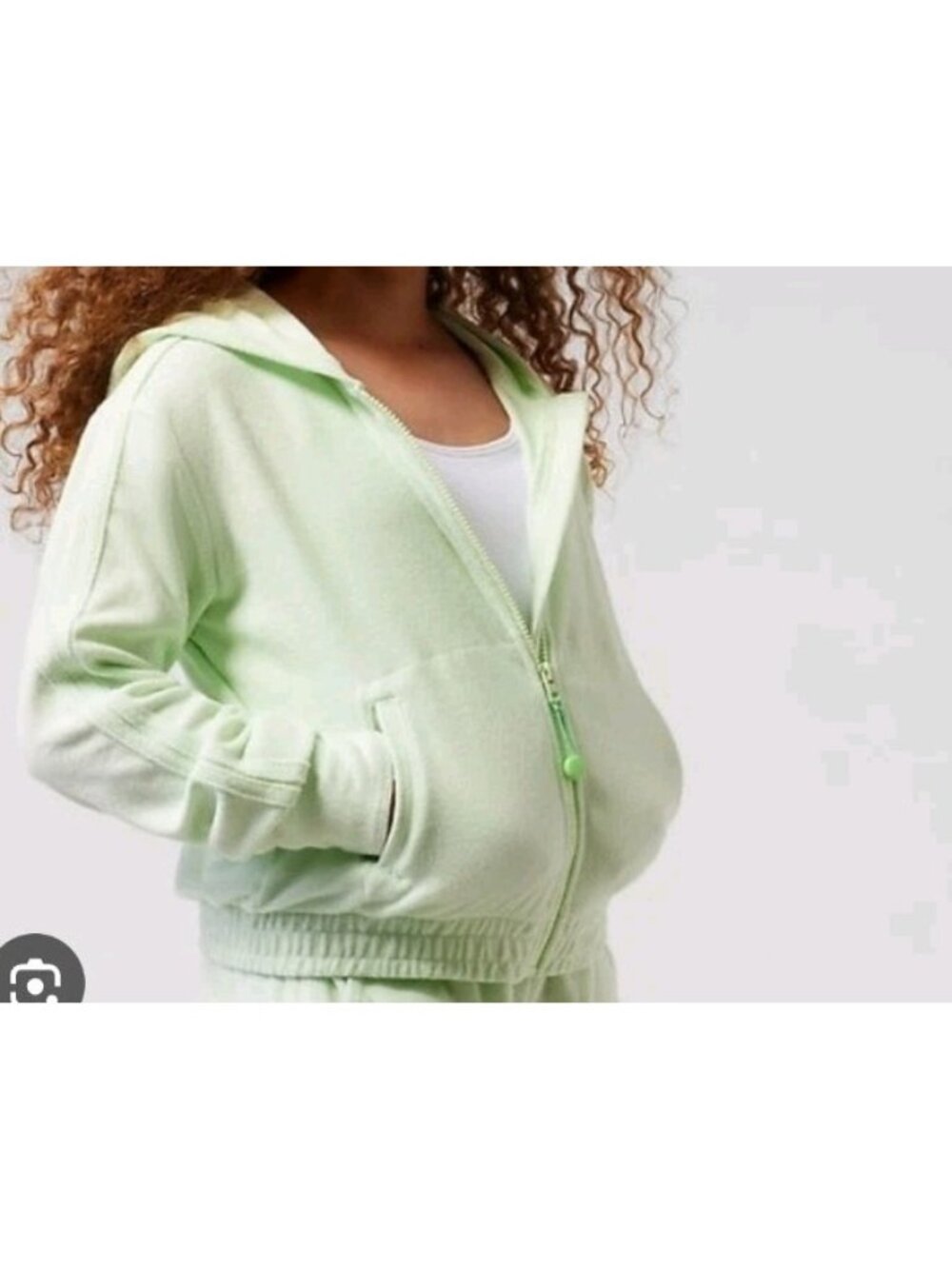 Athleta Girl Sweatshirt Hoodie Toy Clip Pocket Mint Green Thumbholes Size XL 14